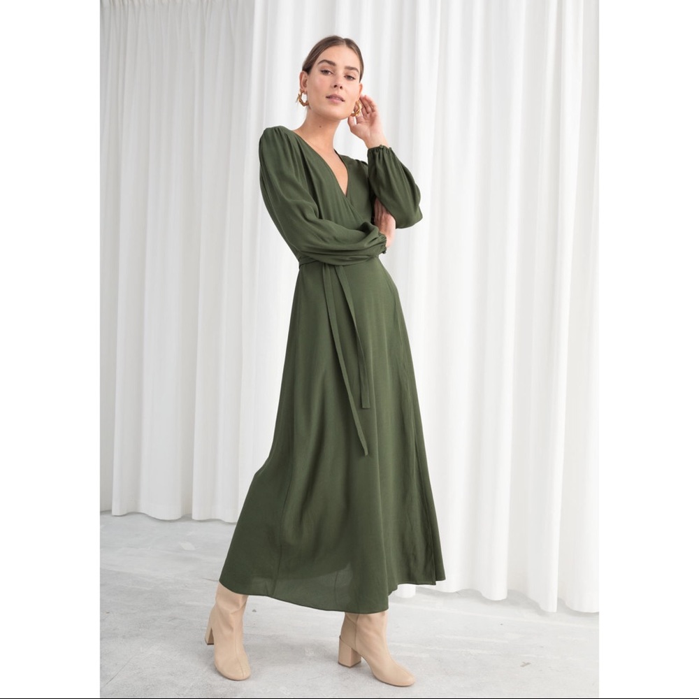 &Other Stories Green Wrap Dress